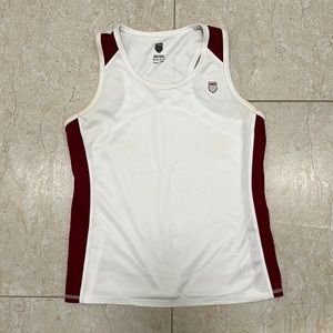 K-Swiss White and Red Athletic Tank